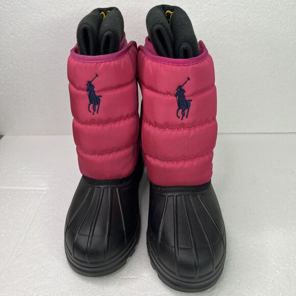 POLO RALPH LAUREN VANCOUVER BIG PONY EZ SNOW BOOTS RASPBERRY/BLACK KIDS SIZE 4❄️ - Picture 2 of 13